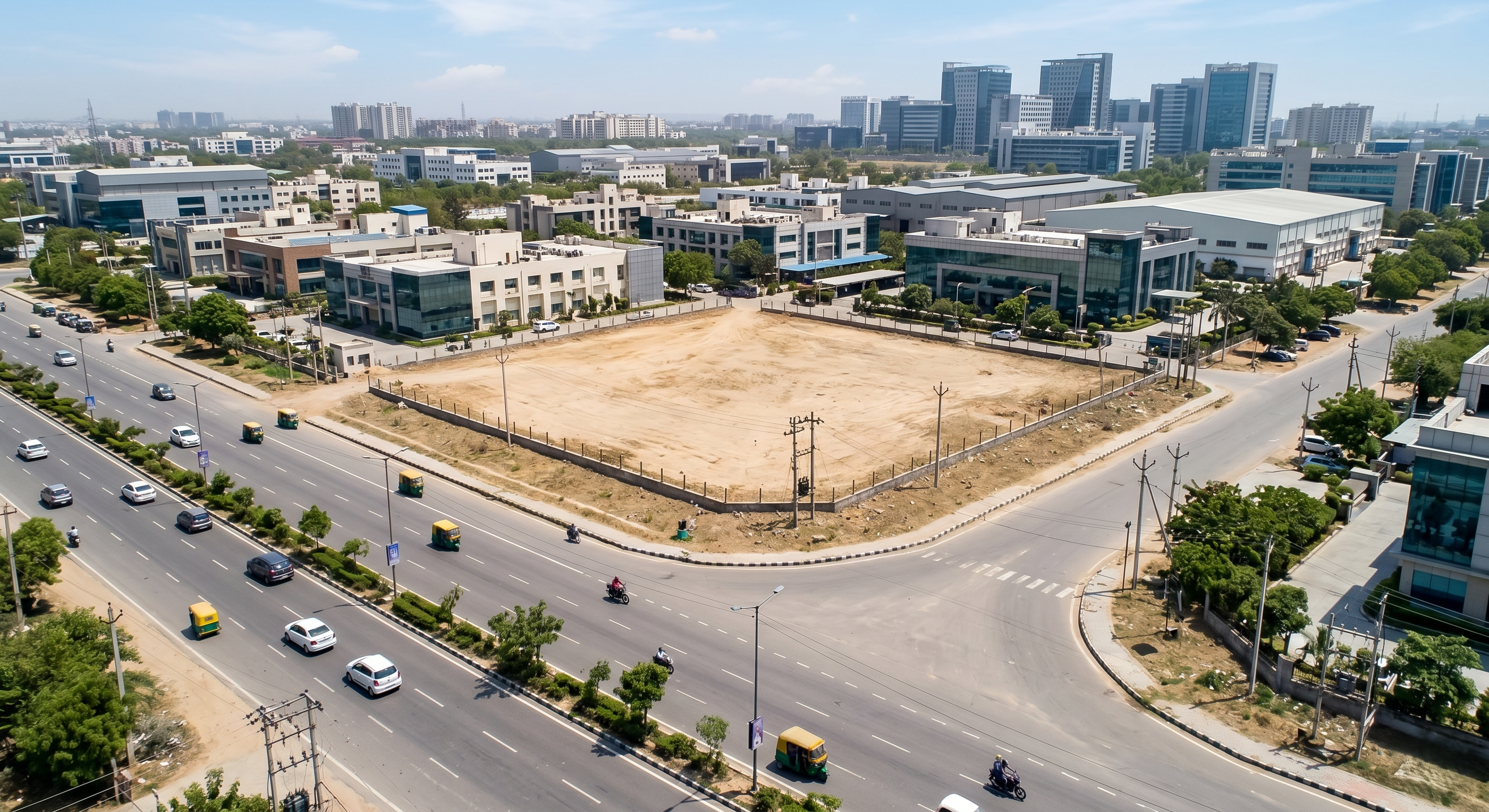 Premium Highway Facing Commercial / Industrial Plot For Sale in Udyog Vihar Phase 1 Gurugram – 3-Side Corner Land Parcel