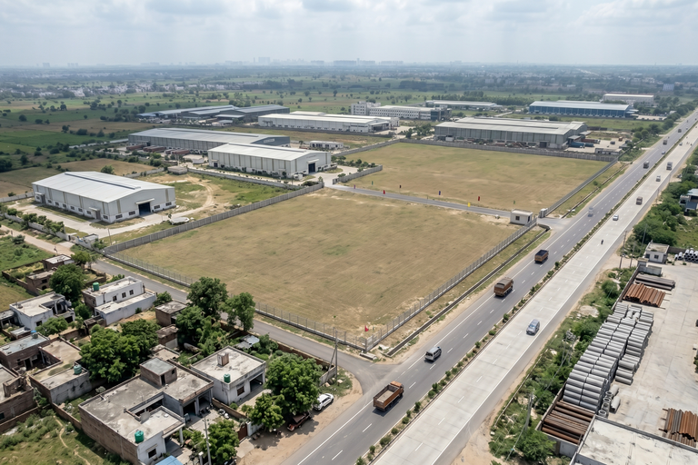 Highway Front Industrial Land For Lease / Sale on Ganga Expressway Hapur – 31,000 Sq.Yards Logistics Opportunity