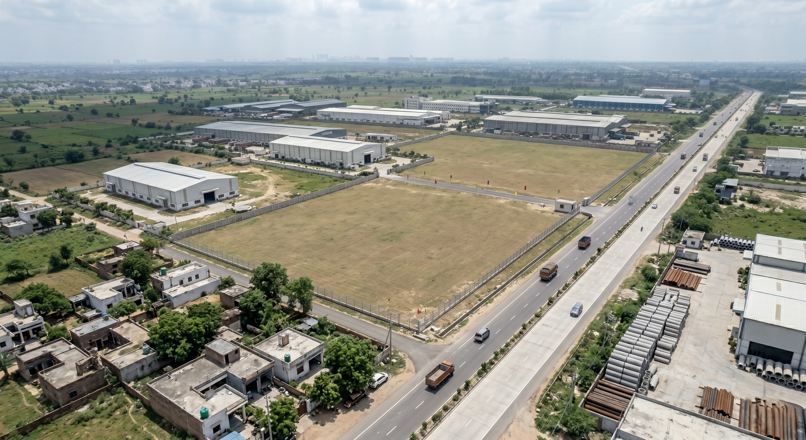 Highway Front Industrial Land For Lease / Sale on Ganga Expressway Hapur – 31,000 Sq.Yards Logistics Opportunity